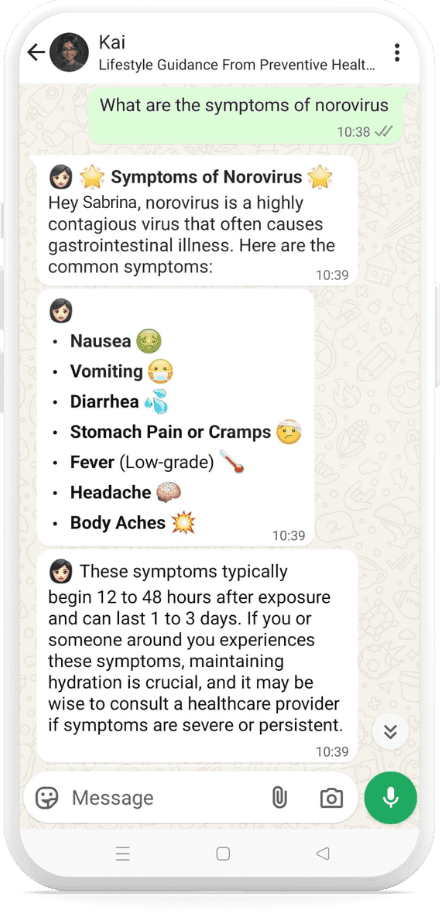 Kai answering a health question
