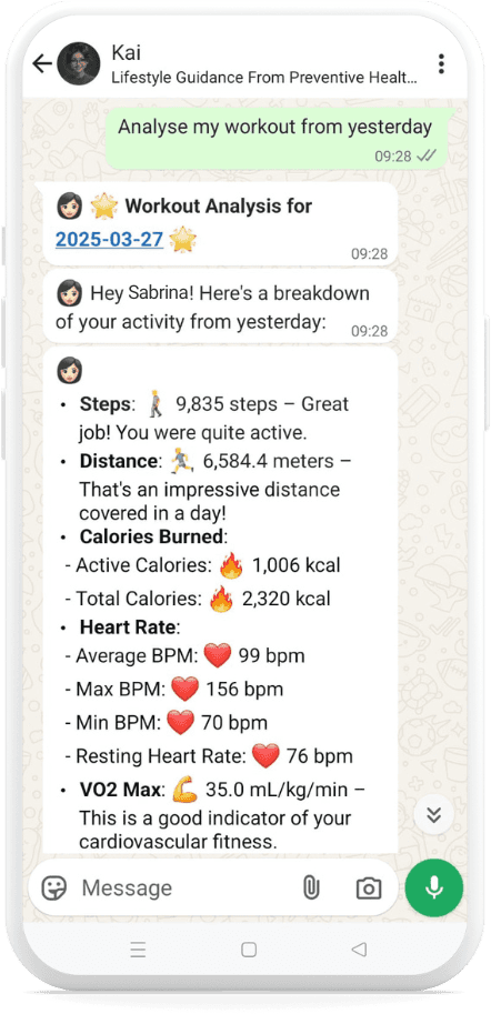 Kai showing a workout analysis