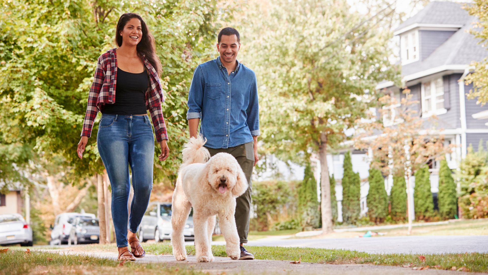 People walking after a meal
